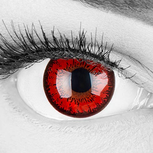 Lentilles couleur rouge noir - vampire red flower. Pour Hall