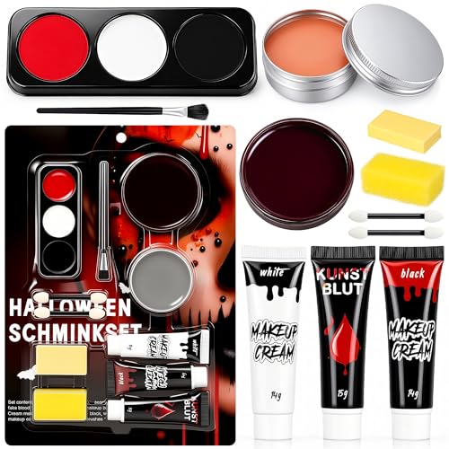 Maquillage Blanc Noir Rouge Halloween pour Visage Kit Makeup
