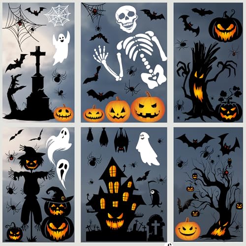 Sticker Halloween Fenêtre, SILARLAIT 10 Feuilles Sticker Fen