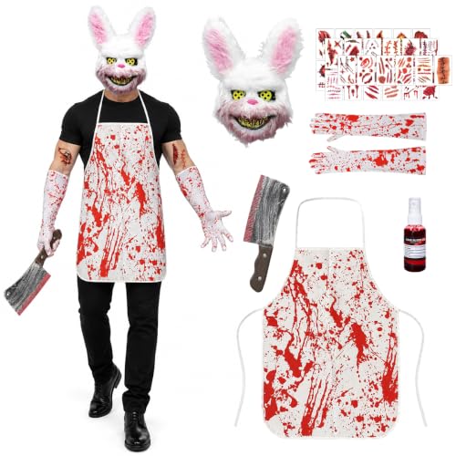 Costume de Boucher Halloween, Costume de Lapin Dhorreur