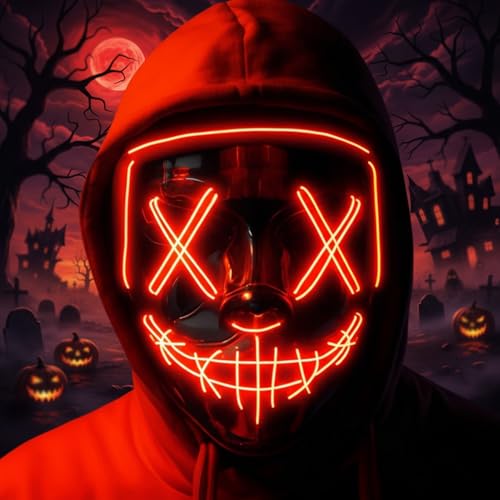 KEKECHAORAN Mascara LED Halloween Mascara Lumières LED Neon 