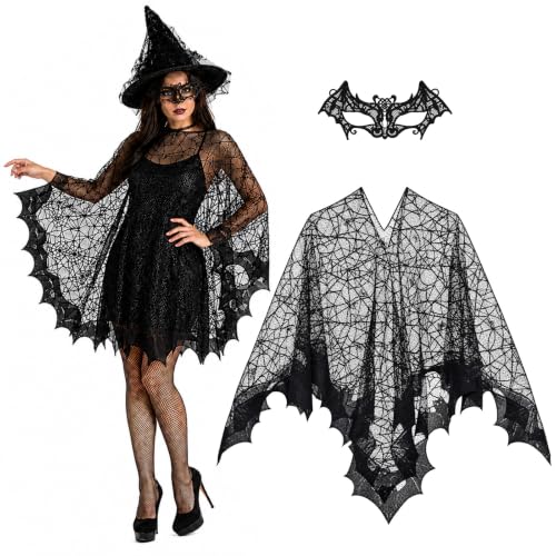 Cape Toile Araignée Halloween Femme, Déguisement Araignée av