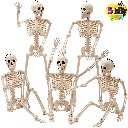 JOYIN Lot de 5 squelettes dhalloween articulés de 40,6 cm (1