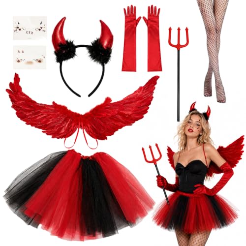 Costume Diablesse Femme, yisight Costume de Diable pour Femm