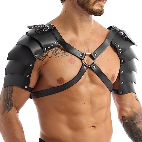SJTJSPX Armure dépaule en Cuir PU Médiéval Harnais Corps Poi