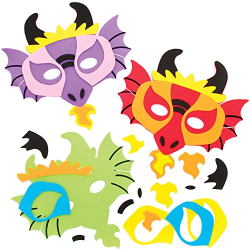 Baker Ross Kits de masques de dragon (Paquet de 4) Fournitur