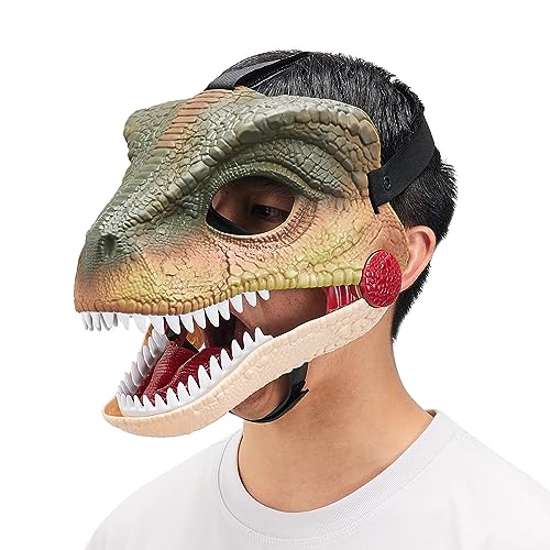 Eghunooye Masque de dinosaure amusant à mâchoire mobile pour