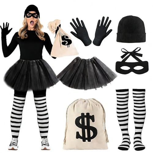 PUERFOCA Deguisement Voleur, Robber Costume Ensemble de camb