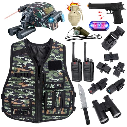 RedCrab Militaire Déguisement Enfant: Camouflage, Casque, Gi