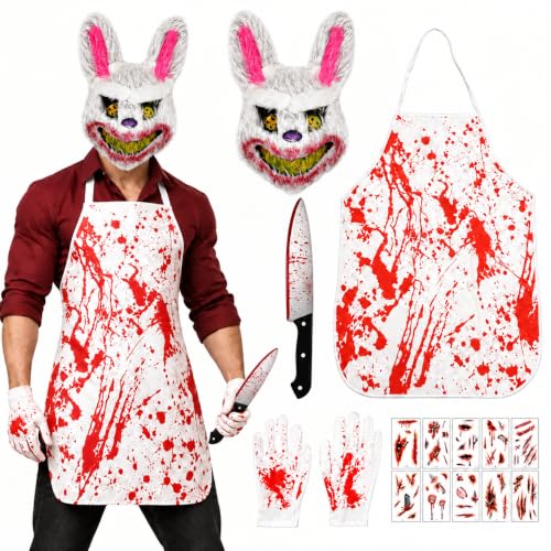Costume de Boucher Halloween,Costume de Lapin Dhorreur, Horr