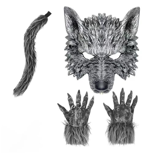 Fuantuda 4 pièces Ensemble Déguisement Loup-Garou avec Masqu