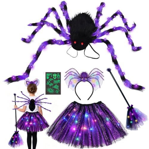 Deguisement Halloween Enfant,Costume Araignée Fille avec Lum