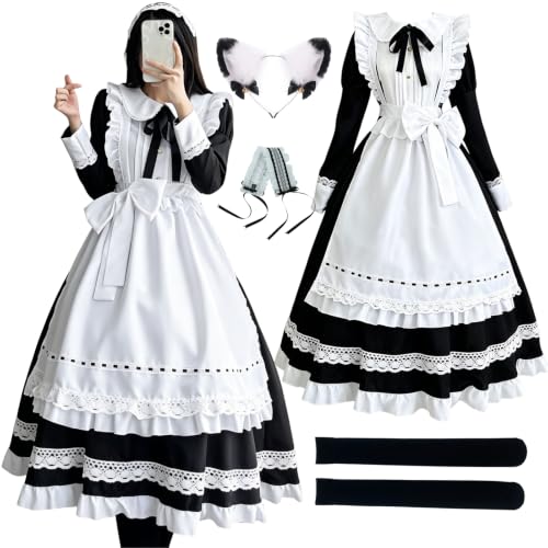 Hamanasu Costume Soubrette Lolita Femme Robe Longue Noire Ma